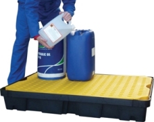 Bac de rétention plastique rigide 100L - Polyéthylène avec caillebotis amovibles_0