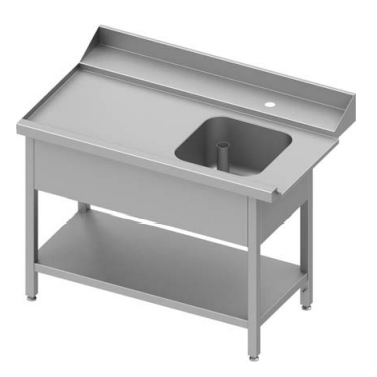 Plonge inox d'entrée  à gauche avec étagère pour lave-vaisselle STALGAST 800x750x880 soudée - 9310017080S_0