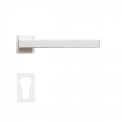 POIGNÉES DE PORTE SUR MINI-ROSACES CARRÉES SÉRIE ER 58QM BOSTON - BLANC - CLÉ I KARCHER DESIGN