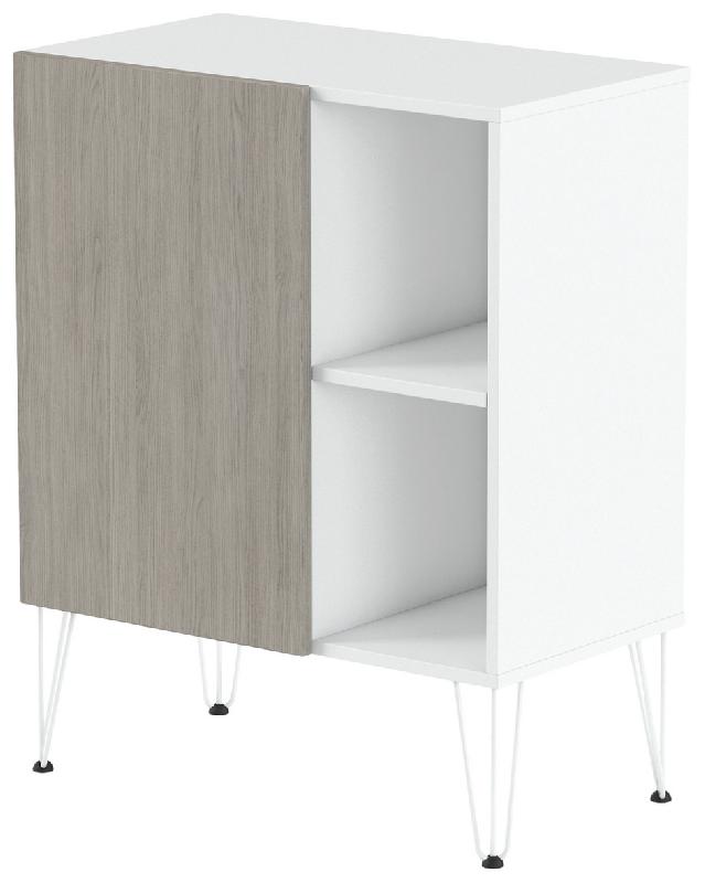 RANGEMENT MI-HAUT JAVA 80 CM 1 PTE 2 NICHES BLC/CHÊNE GRIS - MANUTAN COLLECTIVITÉS