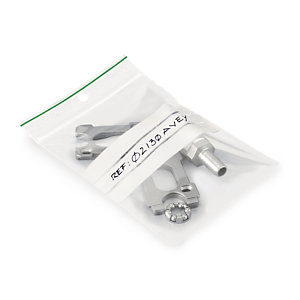 SACHET PLASTIQUE ZIP 50% RECYCLÉ TRANSPARENT À BANDES BLANCHES 100 MICRONS RAJA 10 X 15 CM