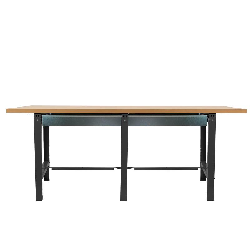 SimonRack Table de travail d’atelier, 2100x750 mm, 2 tiroirs, plateau MDF 35 mm, Charge 600 kg, Noir - BT-6 - noir métal 8425437126789_0