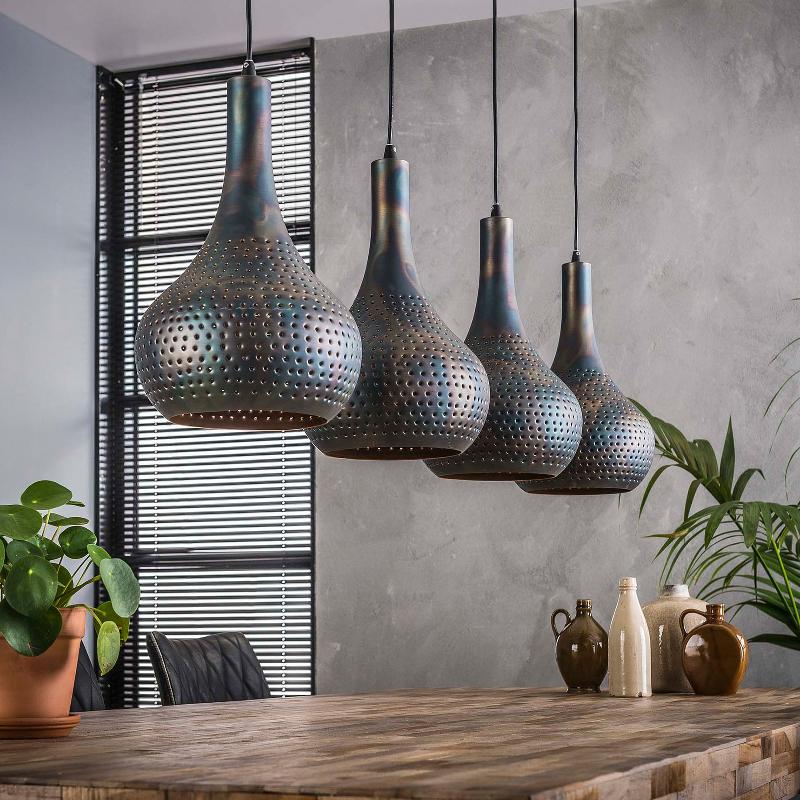 ZIJLSTRA SUSPENSION BOMBUR À 4 LAMPES NOIR-BRUN
