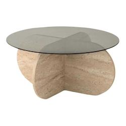 Table basse en verre Bubble beige travertine, verre fumé Hanah Home - 8684283059188_0