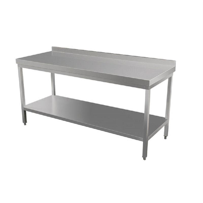 Table de travail avec rebord 160x70cm acier argent_0
