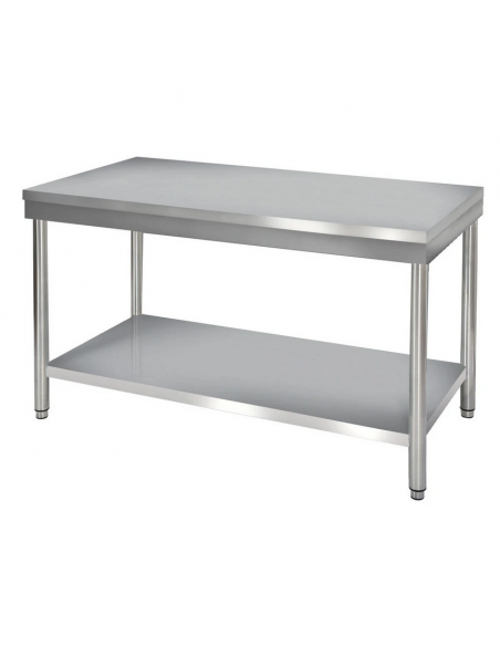 Table inox centrale avec étagère basse - TC0870 - fabrication acier inox 18/10 - pieds démontables_0