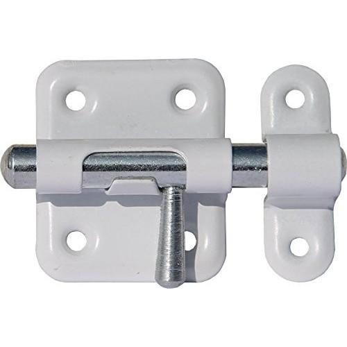 TARGETTE COULISSANTE À PÊNE ROND EN ACIER - BLANC - 40 MM - SRR ABUS