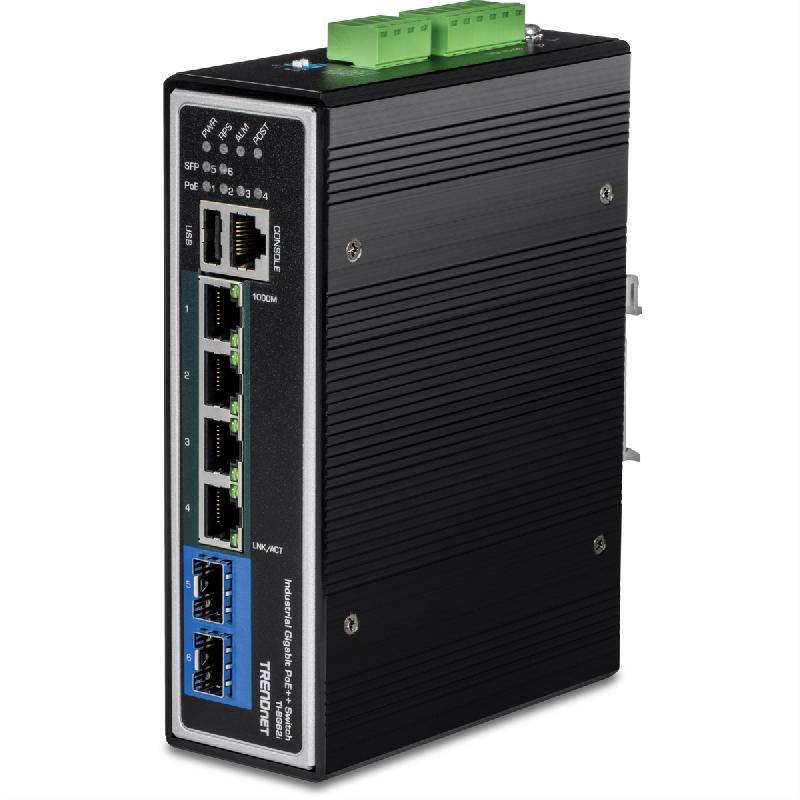 TRENDnet TI-BG62i Switch industriel Rail DIN PoE++ , administrable L2+ Gigabit à 6 ports_0
