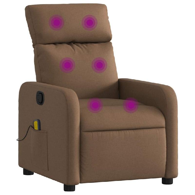VidaXL Fauteuil de massage inclinable Marron Tissu Modèle Nervior - 8721012371354_0