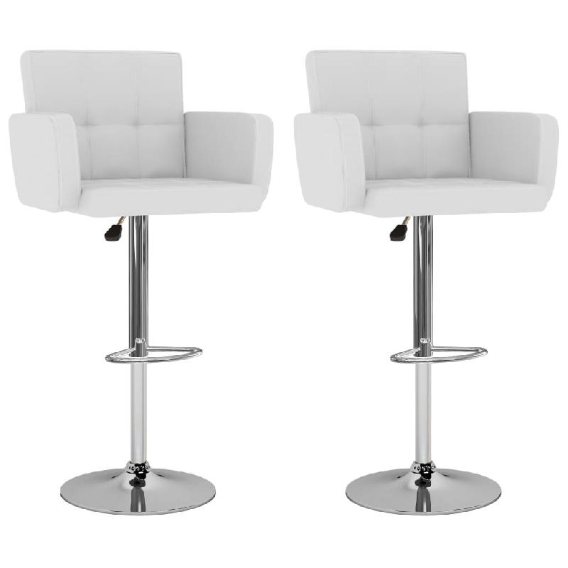 VidaXL Tabourets De Bar Lot De 2 Blanc Similicuir - blanc 323653_0