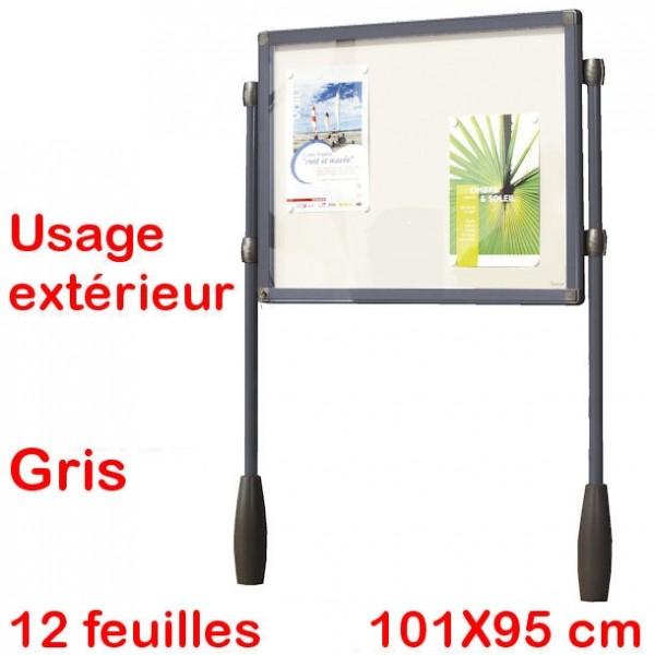 Vitrine sur piétement pour extérieur - gris - format 12 x A4 - marque Rolléco_0
