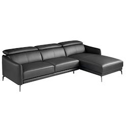 AC ANGEL CERDA Angel Cerdá Canapé d'angle droite en cuir noir 6041C 283 x 174 x 94 - noir fourrure 8435631002789_0