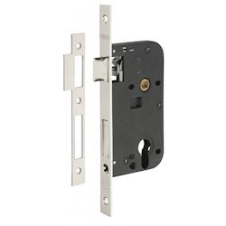 Boitier de serrure encastrable à cylindre pour porte d'entrée, axe 50mm, bouts carrés, têtière nickelé - THIRARD - gris 3150260006063_0