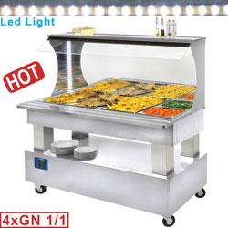 Buffet chauffant mural  bain marie  4x gn1/1-150 (bois blanc)    abm/4n-a1_0