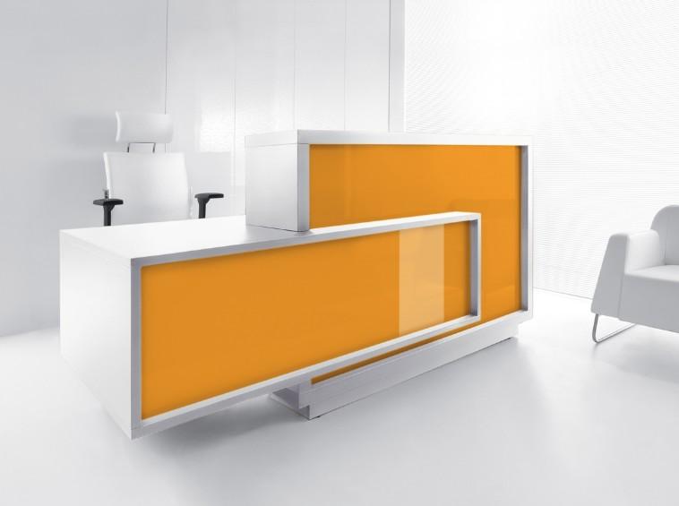 Bureau d'accueil original modèle Foro - MDD - Orange, Blanc, A gauche_1