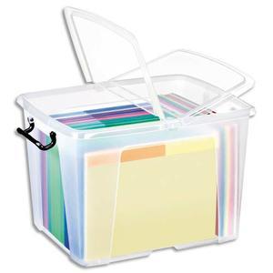Cep boîte de rangement smart box strata avec couvercle clipsé dims int.30,3x38,9x30,4cm transparent 40l_0