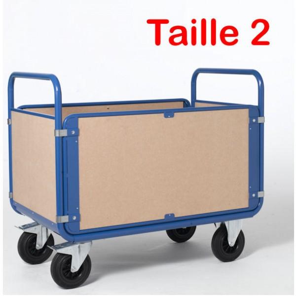 Chariot manuel 4 côtés en bois - Capacité 500 kg - Roues 200 mm - Rolléco_0