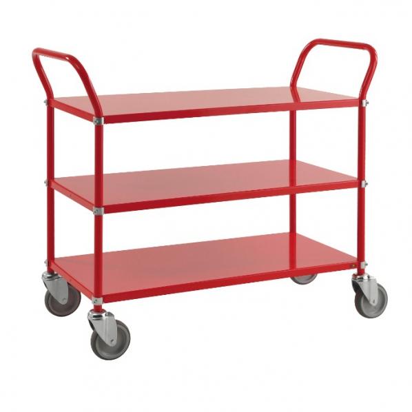 Chariot de service 3 tablettes rouge - KONGAMEK - capacité 250 kg - 4 roues pivotantes_0