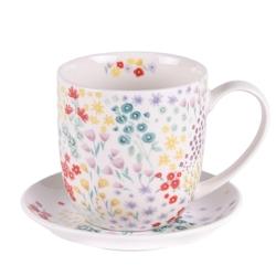 Coffret tasse à thé avec sous tasse Lisa -  Blanc Rond Porcelaine Amadeus 0.01x0.01 cm - blanc porcelaine 3520071840673_0