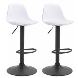 Décoshop26 - Lot de 2 tabourets de bar moderne et confortable assise en PVC blanc coque en plastique et pieds en métal noir 10_0004237 - blanc 30002_0