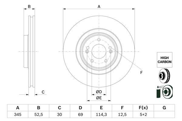 Disque de frein ventilé Bosch 0986479G26 - Avant - Boîte de 1 disque_0