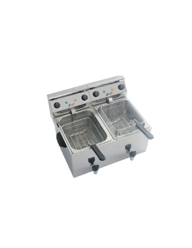 Friteuse électrique - 2x8 Litres, à poser, 2 bacs avec vidanges - ACF69N_0