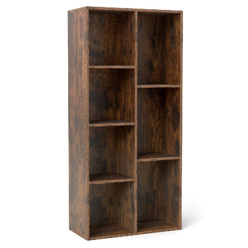 Helloshop26 - Étagère à 7 cubes murale ou indépendante 49,5 x 23 x 106 cm rangement spacieux moderne en bois d'ingénierie marron 20_0017290 - mar_0