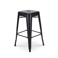 Kosmi Tabouret de bar en métal noir mat style industriel - Sans dossier - Hauteur 66 cm - noir 3760301690825_0