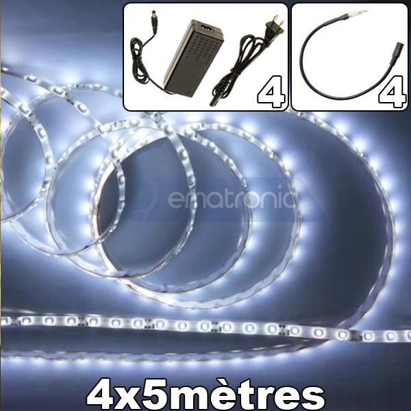 RUBAN LED LOT DE 4ROULEAUX DE 5M 60LEDS/M 3528 EMATRONIC-CWF2-35 BLANC