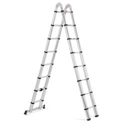 MSW - MSW Échelle Pliante télescopique - 16 marches - Aluminium - Hauteur : 0,92-2,42/5 m Échelle Pliante télescopique Échelle Aluminium - 406285_0