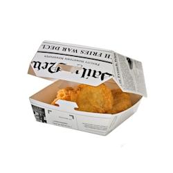 Packnwood FHC - 500Pcs - Boîte burger en carton blanc décor journal, 95x95x50mm - recyclable et micro-ondes - multicolore - 210EATBNEWS80_0