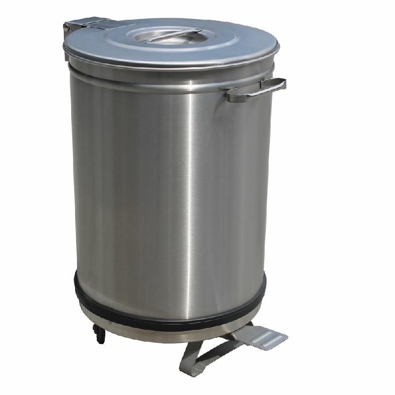 Poubelle etanche inox 95 litres avec roues avec pedale diametre460xh700 - PCRA/105B_0