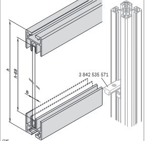 Profilé de porte coulissante Al 45 - cache, embout, profilé en aluminium pour panneaux de garnissage 8 mm_0