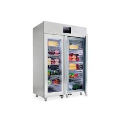 Réfrigérateur 1400 Litres En Inox GN 2/1 Avec Portes En Verre,  2°/+8°C, Isolation 85 mm   Wifi       R290   1400 1400x810x215 VIRTUS GROUP - 0698_0