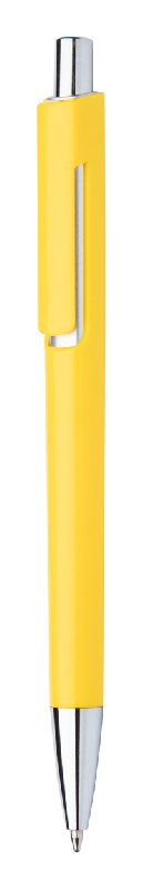 Stylo à bille en plastique coloré - Finitions chromées - Encre bleue - Couleur jaune_0