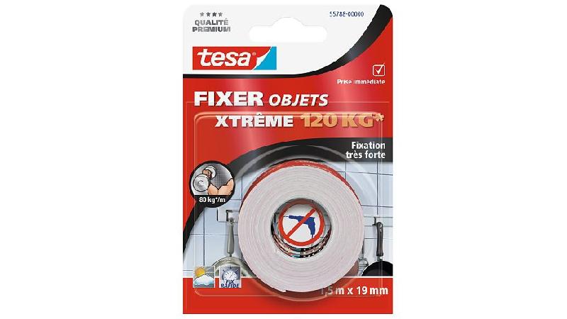 Tesa Fixer Objets Xtreme - Ruban de montage ultra-fort 1,5 m x 19 mm - Fixation jusqu’à 120 kg_0