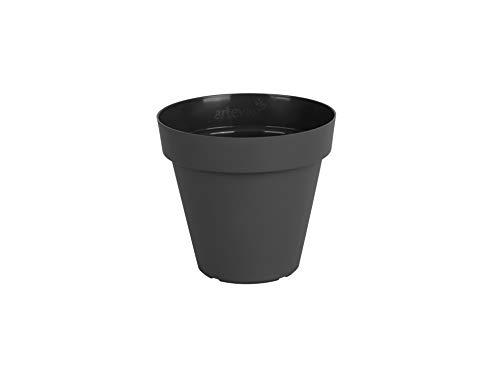 Pot de fleur rond ARTEVASI - 35 cm - Gris anthracite - Conception classique et compatible soucoupe assortie_0