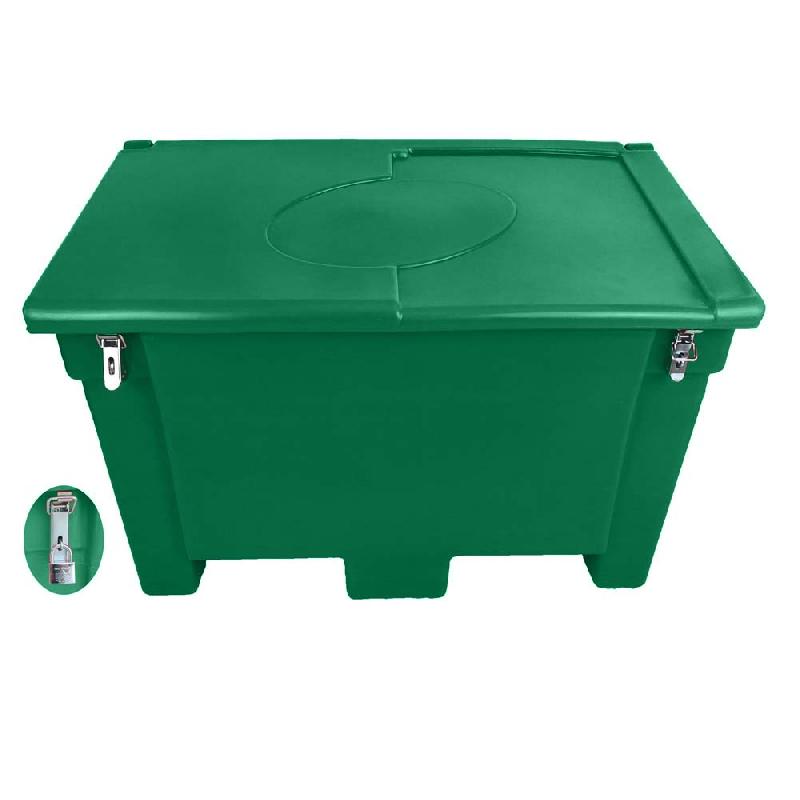 Bac de stockage alimentaire 300L - grenouillères cadenassées - polyéthylène HD traité anti-UV - Plast'Up Rotomoulage_0