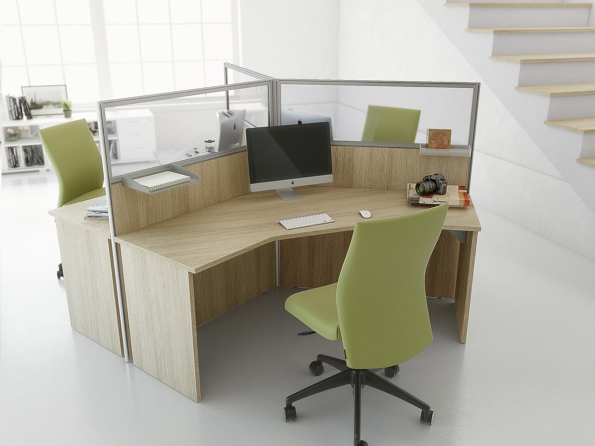 Bureau bench 3 personnes avec cloisons, idéal pour meubler un open space - ALIA_0