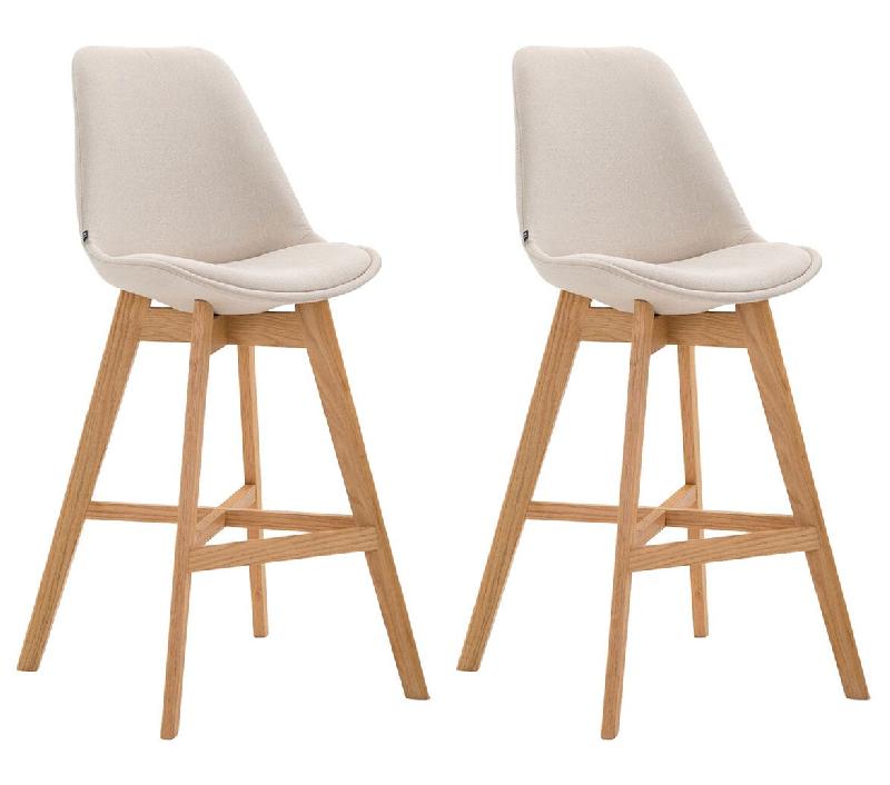 Décoshop26 - Lot de 2 tabouret de bar chaise haute design moderne en tissu crème 10_0001299 - 3000683869601_0
