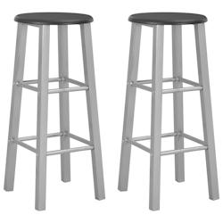 Décoshop26 - Lot de 2 tabourets de bar chaises hautes hauteur 70 cm structure en acier argenté + siège en MDF noir DEC029605 - argenté 3000257459870_0