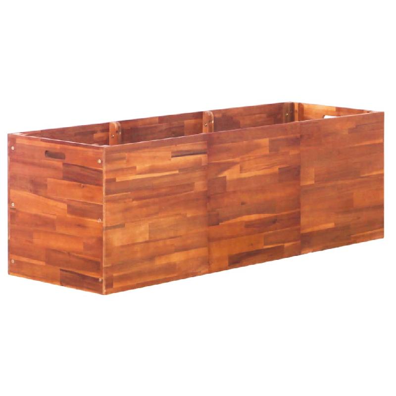 Jardinière surélevée en bois d'acacia - 150 x 50 x 50 cm - Résistante aux intempéries_0