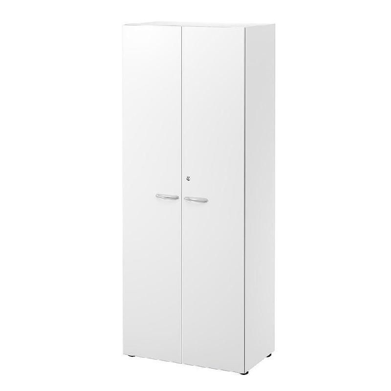 MEUBLE HAUT NF ENVIRONNEMENT PENDERIE - H.202 X L. 80 X P. 48 CM - BLANC - PORTES BLANC