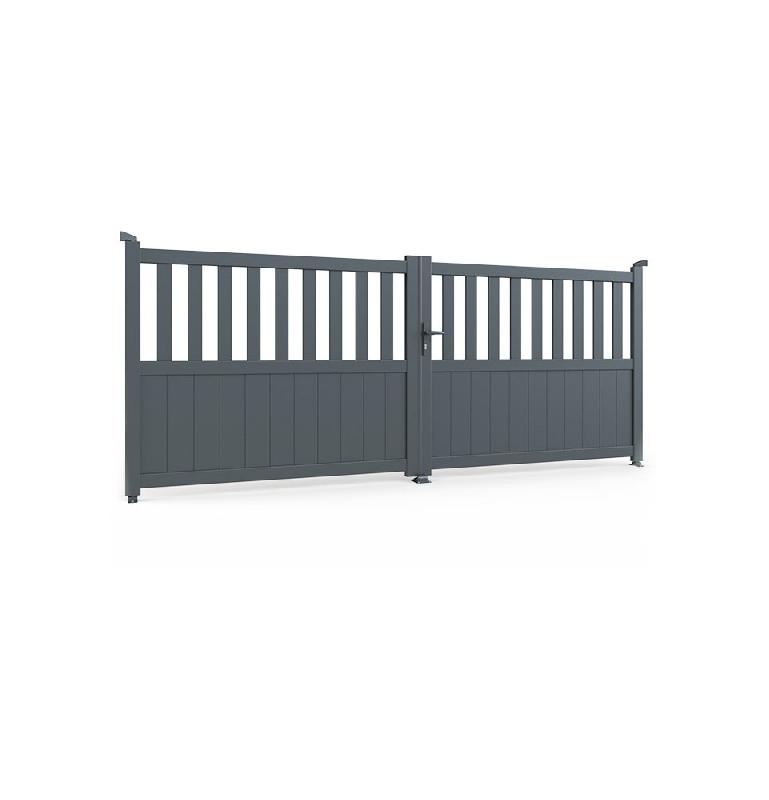 Portail aluminium Lille - portlille300140g - design chic, motorisable, coloris gris anthracite (RAL 7016)_0