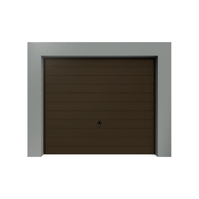 PORTE DE GARAGE BASCULANTE À RAINURES LARGES HORIZONTALE MARRON 8014 240X200 CM NEO10 Comparer