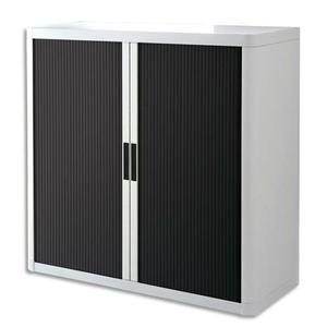 Easyoffice armoire démontable corps en ps teinté blanc rideau noir - dim l110x h104x p41,5 cm_0