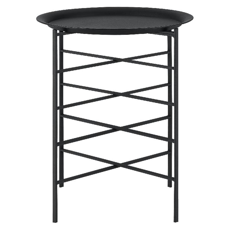 TABLE BASSE DESIGN PLATEAU AMOVIBLE RANGEMENT MEUBLE DE SALON MÉTAL 52 CM NOIR 03_0006158_0