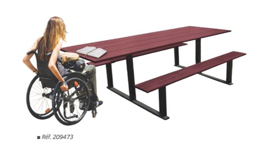 Table de pique-nique PMR avec plateau rallonge pour fauteuil roulant - RIGA_0