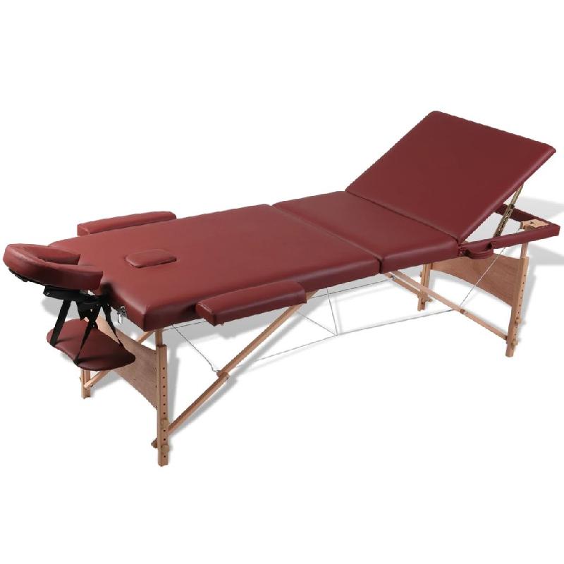 TABLE PLIABLE DE MASSAGE 3 ZONES AVEC CADRE EN BOIS ROUGE 02_0001895_0