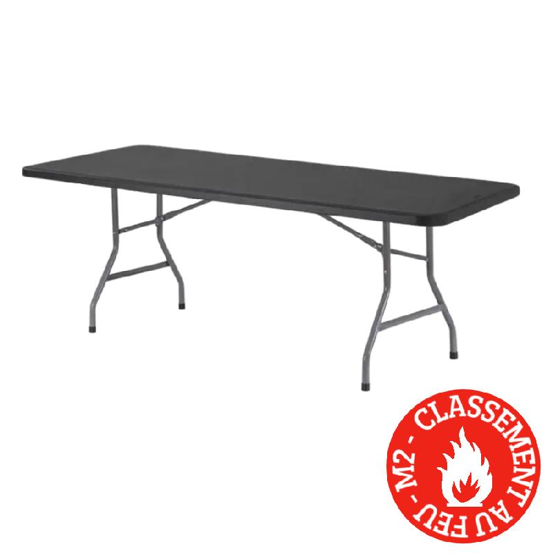 Table pliante en polypropylène - Normes anti-feu M2 - Gris anthracite - 183 cm - 6 personnes_0